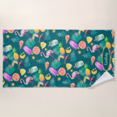 Serviette De Plage Motif Tropical Summer Fun Monogramme Beach Towne (Devant)