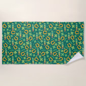 Serviette De Plage Motif vert CHANCEUX irlandais (Devant)