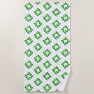 Serviette De Plage Motif vert de dent de plaid
