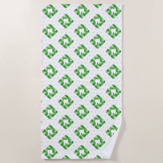 Serviette De Plage Motif vert de dent de plaid (Devant)