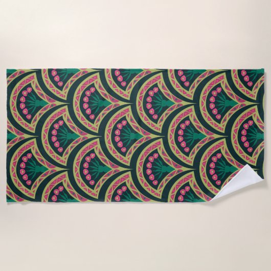Serviette De Plage motif vert en forme de coque (Devant)