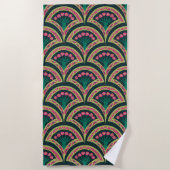 Serviette De Plage motif vert en forme de coque (Devant)