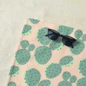 Serviette De Plage Motif vert et rose de cactus (En situation)