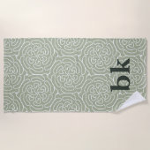 Serviette De Plage Motif vert sauge moderne monogrammé (Devant)