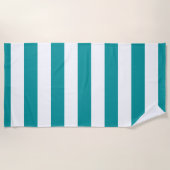 Serviette De Plage Motif viridien blanc vert rayé (Devant)