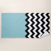 Serviette De Plage Motif Zigzag noir et blanc, Chevron, Bleu (Devant)