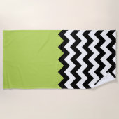 Serviette De Plage Motif Zigzag noir et blanc, Chevron, Vert (Devant)