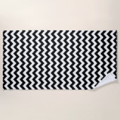 Serviette De Plage Motif Zigzag noir et blanc, Motif Chevron (Devant)