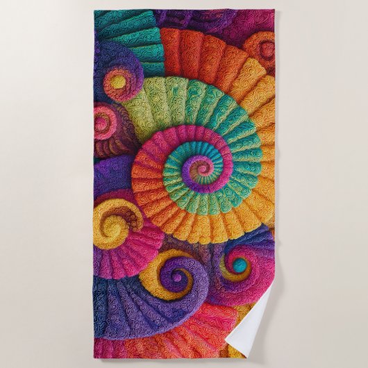 Serviette De Plage Motifs Abstraits de la spirale vibrante (Devant)