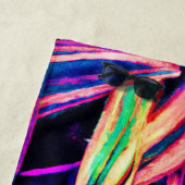 Serviette De Plage Motifs de feuilles de néon dévoilés (En situation)