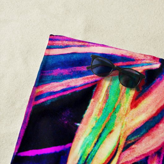 Serviette De Plage Motifs de feuilles de néon dévoilés (En situation)