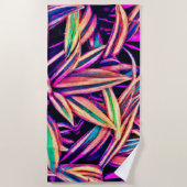 Serviette De Plage Motifs de feuilles de néon dévoilés (Devant)