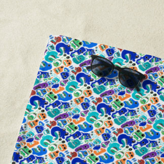 Serviette De Plage Motifs de visages de monstres colorés mignons