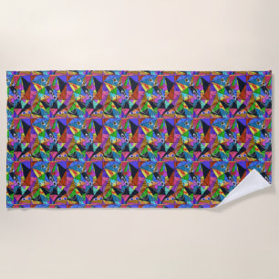 Serviette De Plage Motifs géométriques abstraits surréalistes avec de