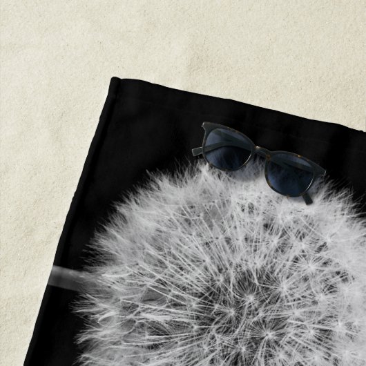 Serviette De Plage Motivation citation dandelions floral noir et blan (En situation)