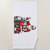 Serviette De Plage Moto à cheval père Noël (Devant)