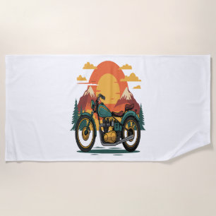 Serviette De Plage Moto avec drapeau américain, 4 juillet