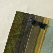 Serviette De Plage Moto noir et argent et ciel bleu (En situation)