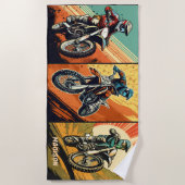 Serviette De Plage Motocross de nom personnalisé (Devant)