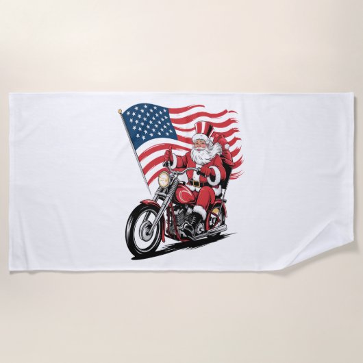 Serviette De Plage Motocyclette Patriotique Oncle Sam (Devant)