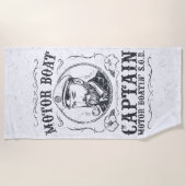 Serviette De Plage Motor Boat Captain Funny Pontoon Boating (Devant)