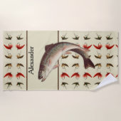 Serviette De Plage Mouches de pêche à la mouche sur mesure Truite arc (Devant)