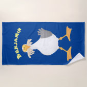 Serviette De Plage Mouette drôle avec frites dessin animé (Devant)