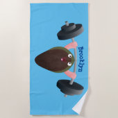 Serviette De Plage Moule amusante travaillant sur l'illustration de d (Devant)