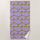 Serviette De Plage Moyenne du siècle rétro Motif Olive et Lavande (Devant)