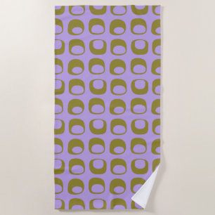 Serviette De Plage Moyenne du siècle rétro Motif Olive et Lavande