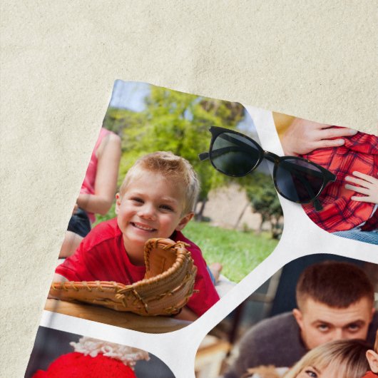 Serviette De Plage Multi Photo Collage Simple Moderne Hexagon Motif (En situation)