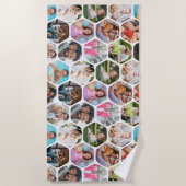 Serviette De Plage Multi Photo Collage Simple Moderne Hexagon Motif (Devant)