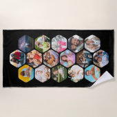 Serviette De Plage Multi Photo Collage Simple Moderne Hexagon Motif (Devant)