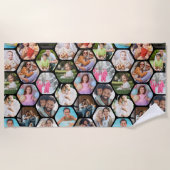 Serviette De Plage Multi Photo Collage Simple Moderne Hexagon Motif (Devant)