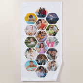 Serviette De Plage Multi Photo Collage Simple Moderne Hexagon Motif (Devant)