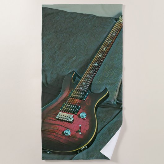 Serviette De Plage musicien guitare amoureux cadeau (Devant)