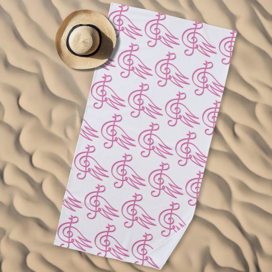 Serviette De Plage Musique d'oiseau rose