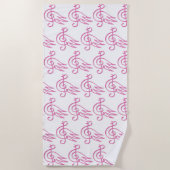 Serviette De Plage Musique d'oiseau rose (Devant)