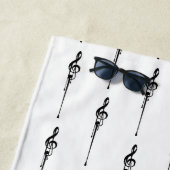 Serviette De Plage Musique Motif Melting Treble Clef noir et blanc (En situation)