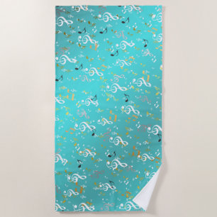 Serviette De Plage musique, musique, note, blanc, mélodie, clef, son,