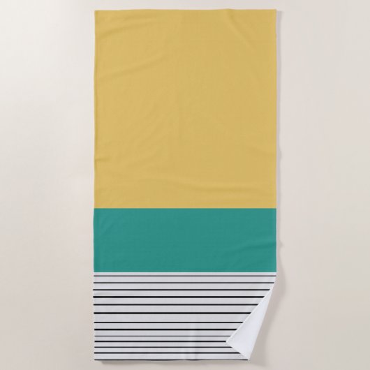 Serviette De Plage Mustard et motif turquoise (Devant)