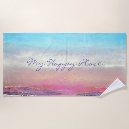 Serviette De Plage My Happy Place Beach Pastel Sunset Beach Towel (Devant)