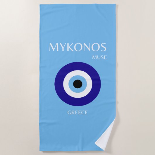 Serviette De Plage Mykonos Muse, Bleu (Devant)