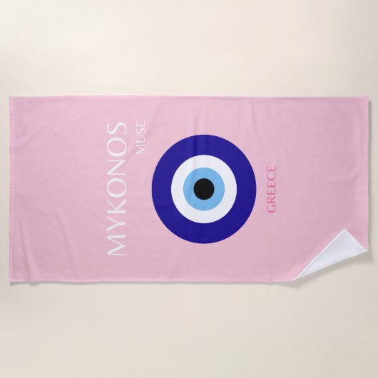 Serviette De Plage Mykonos Muse, Mykonos, Rose (Devant)