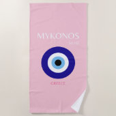 Serviette De Plage Mykonos Muse, Mykonos, Rose (Devant)