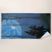 Serviette De Plage Mystérieux Chevalier Noir dans la Forêt Lune (Devant)