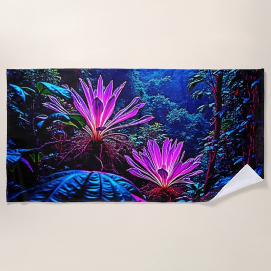 Serviette De Plage Mystical Glowing Jungle Bloom Design (Devant)