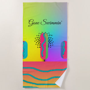 Serviette De Plage Nage en liberté' mélange géométrique arc-en-ciel