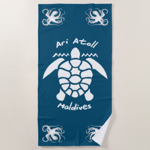 Serviette De Plage Nager avec des tortues aux Maldives sur l'atoll d'