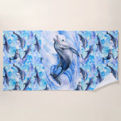 Serviette De Plage Nager Avec Les Dauphins (Devant)